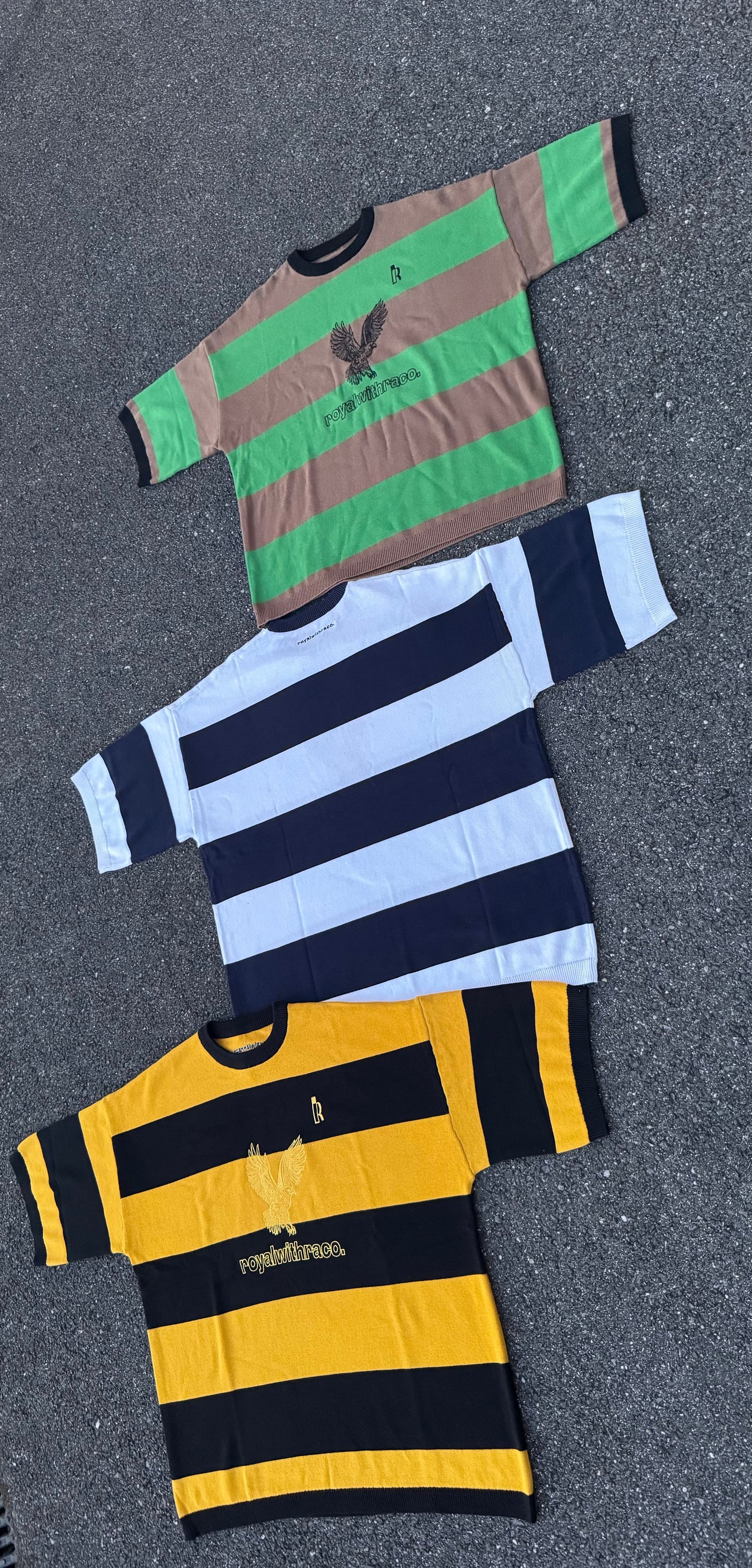 T-Shirt Knitted « Royalty Eagles » Green & Brown.