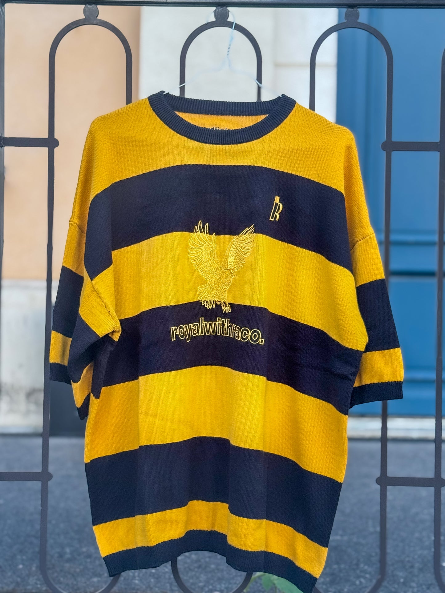 T-Shirt Knitted « Royalty Eagles » Black & Yellow.
