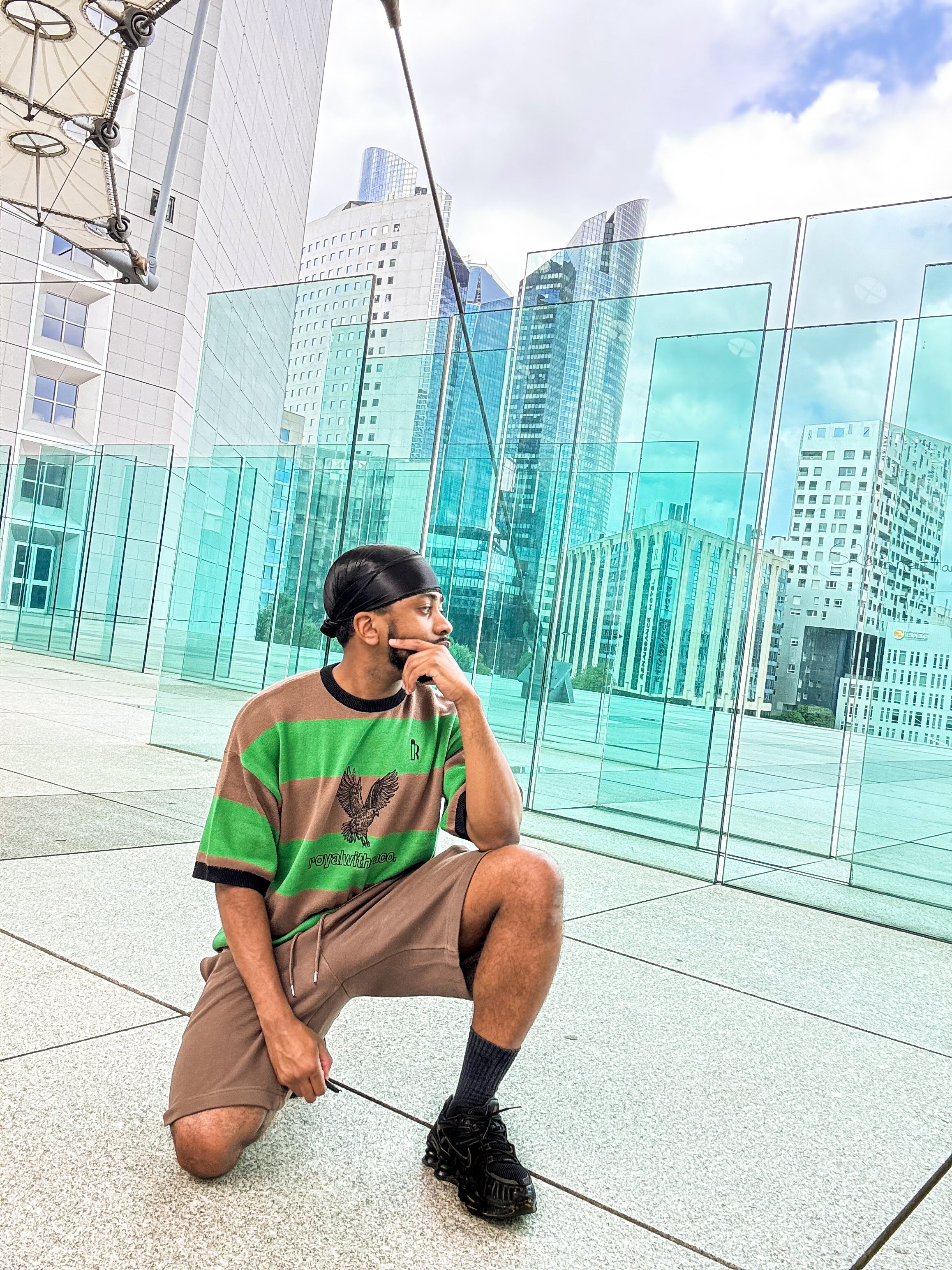 T-Shirt Knitted « Royalty Eagles » Green & Brown.