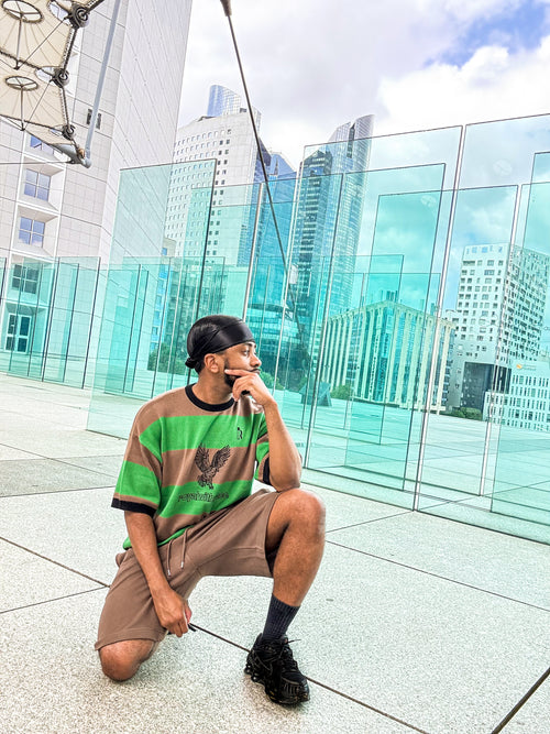 T-Shirt Knitted « Royalty Eagles » Green & Brown.