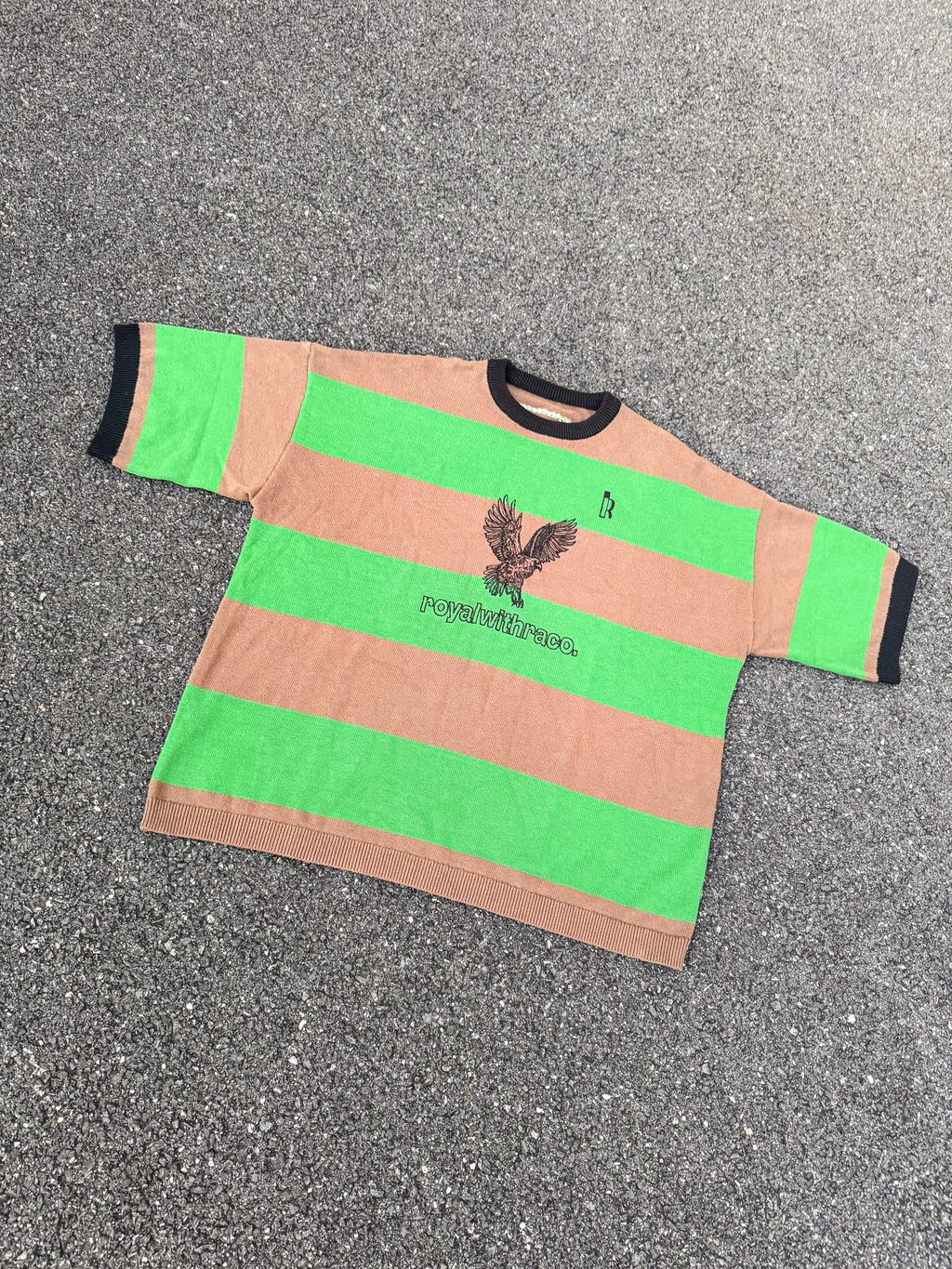 T-Shirt Knitted « Royalty Eagles » Green & Brown.