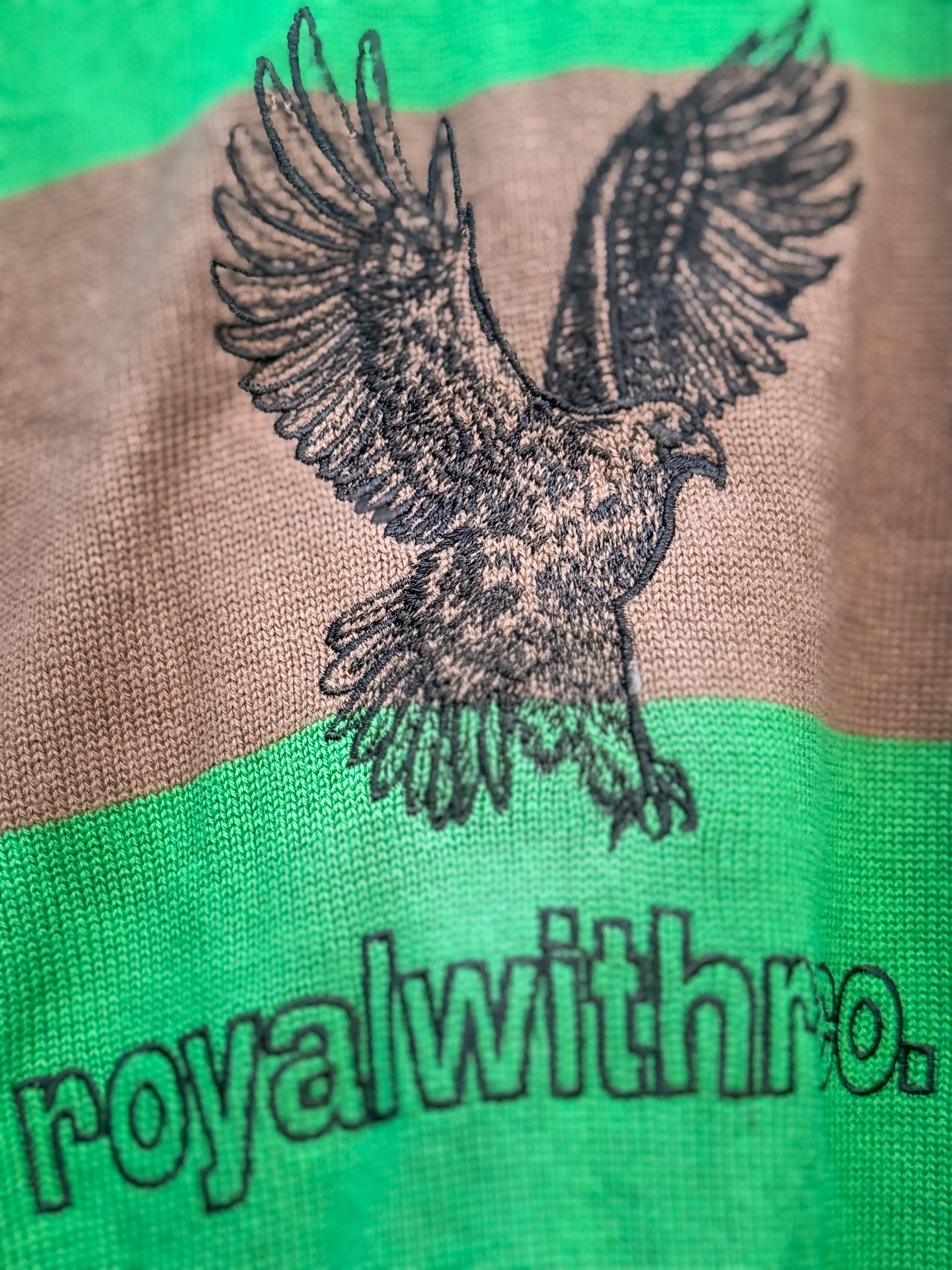 T-Shirt Knitted « Royalty Eagles » Green & Brown.
