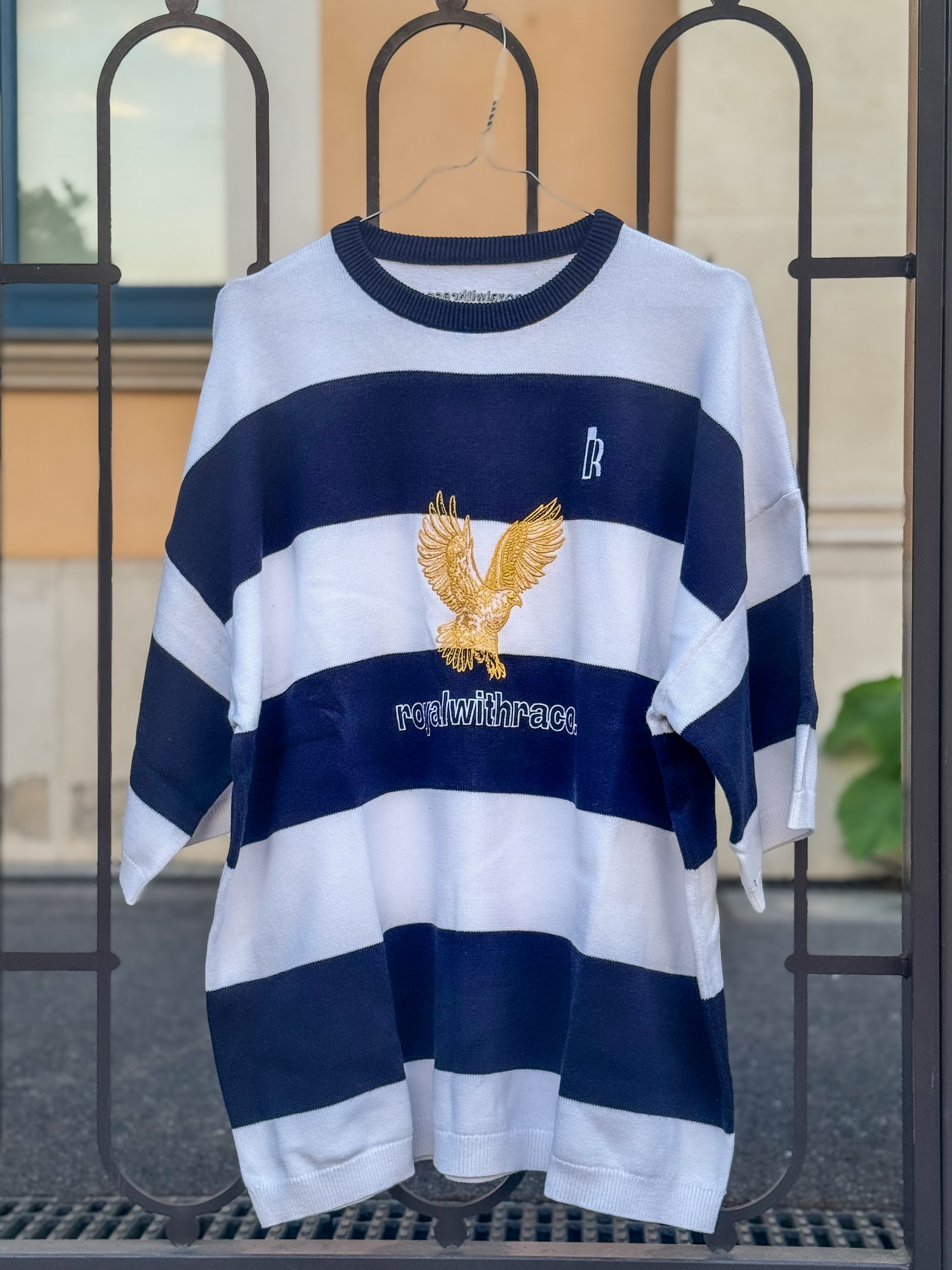 T-Shirt Knitted « Royalty Eagles » White & Blue.