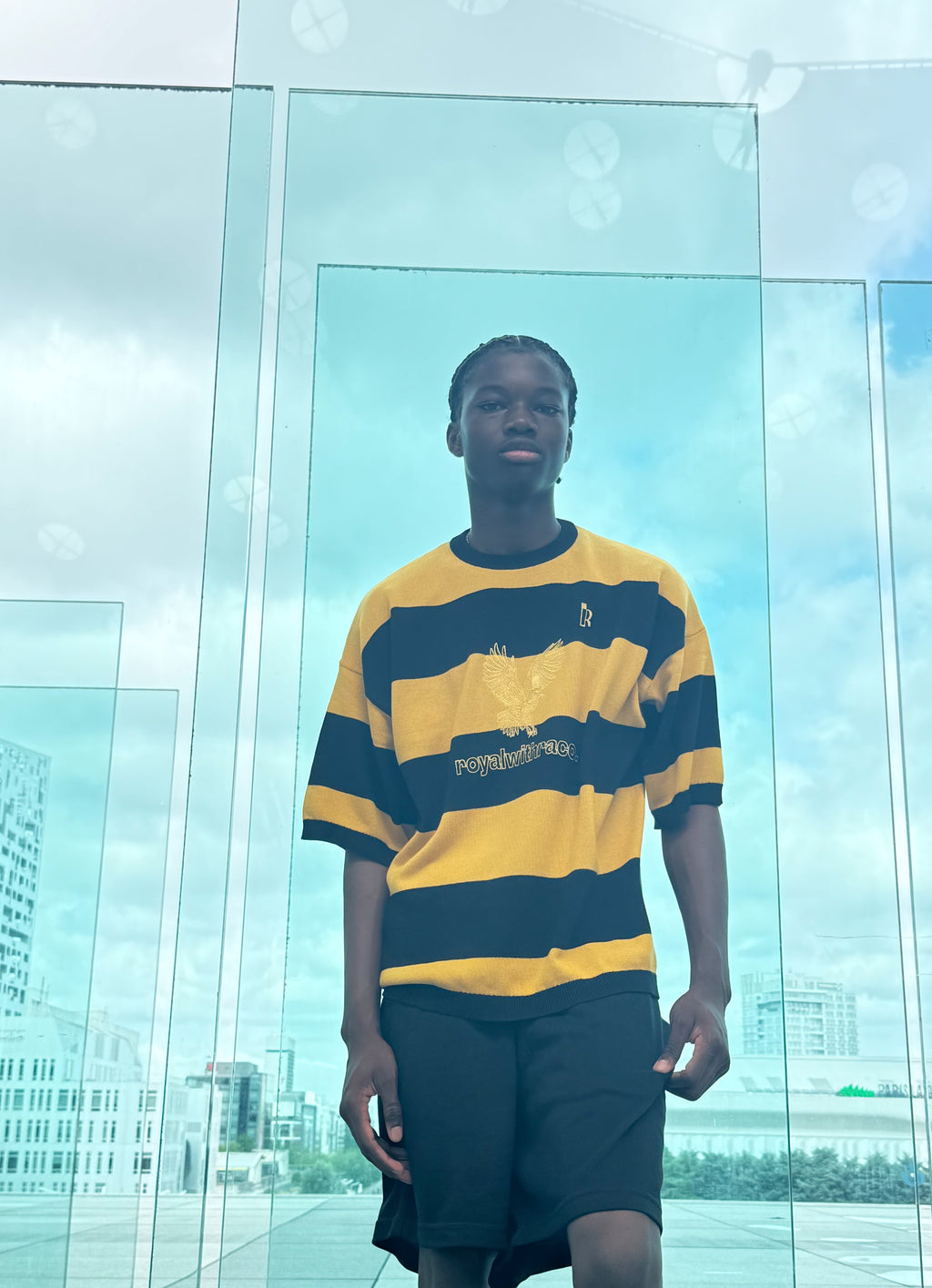 T-Shirt Knitted « Royalty Eagles » Black & Yellow.