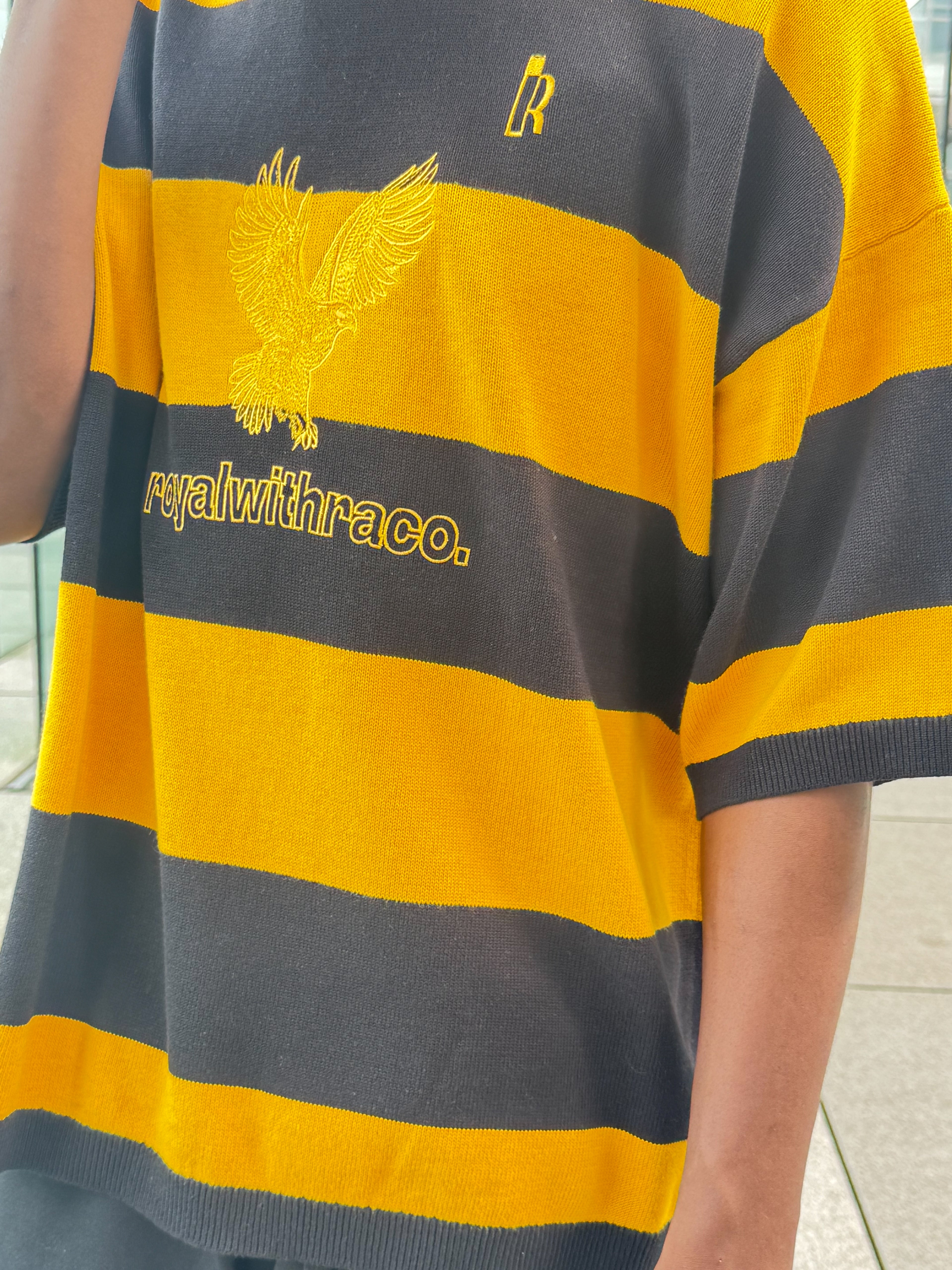 T-Shirt Knitted « Royalty Eagles » Black & Yellow.